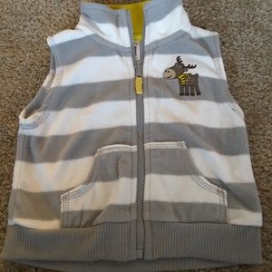 Carter's grey striped sleeveless vest zip front